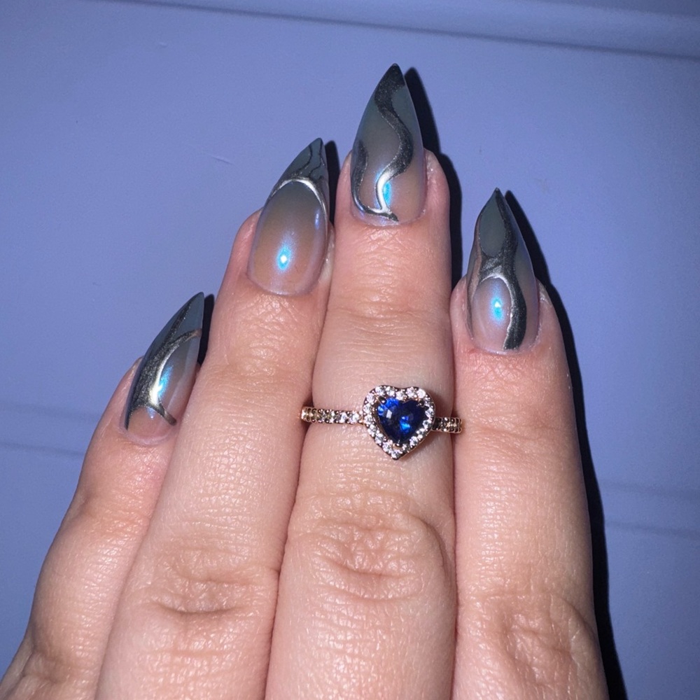 Heart-Shaped Blue Gemstone Ring